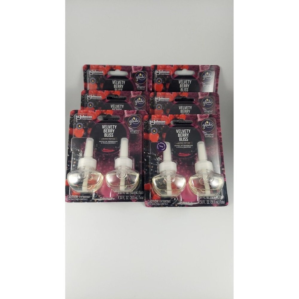 Glade PlugIns Scented Oil Refills LIMITED EDITION Velvety Berry Bliss 6 Packs